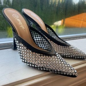 Nasty Gal Black/Diamente leather heels